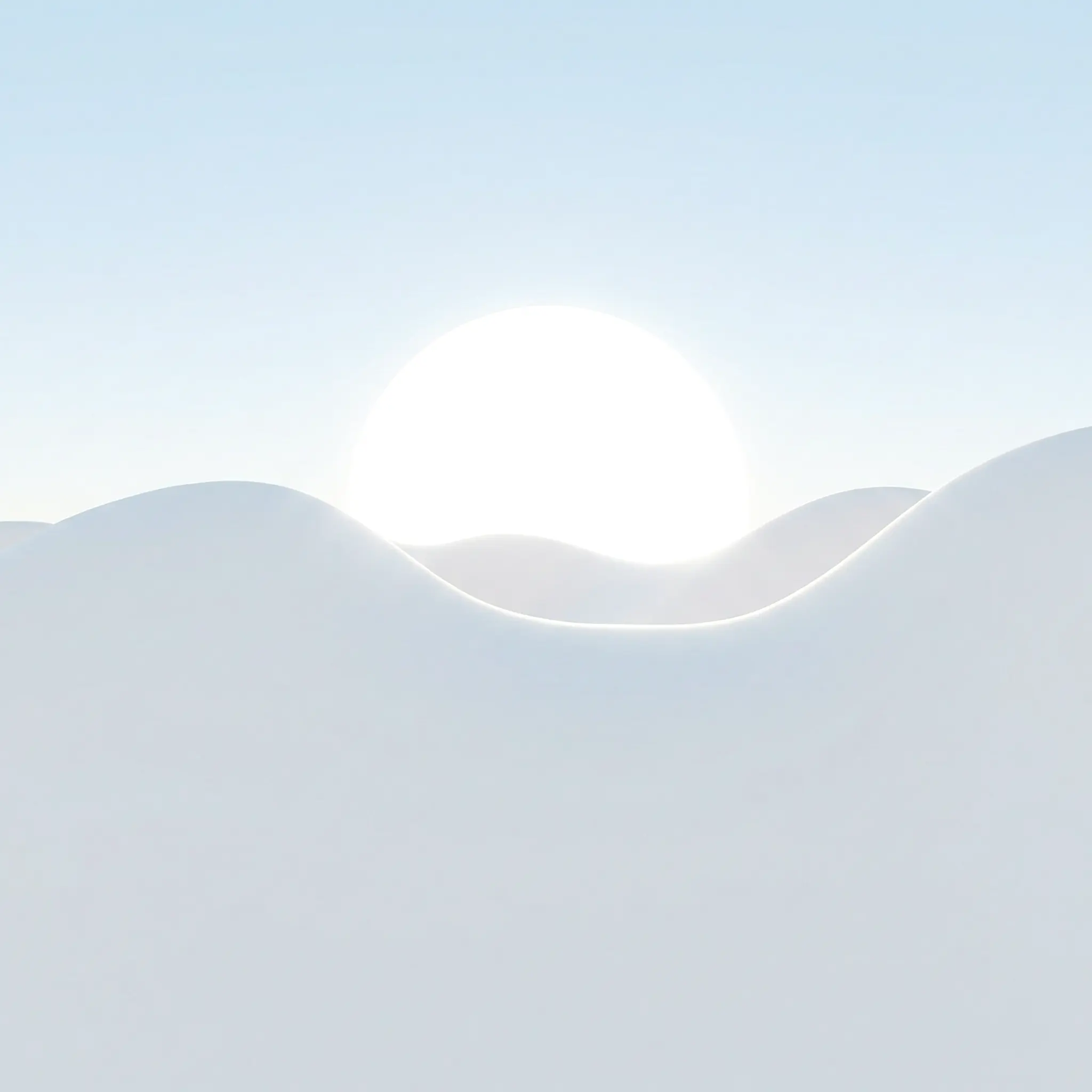 Pale blue dunes lit by a white sun